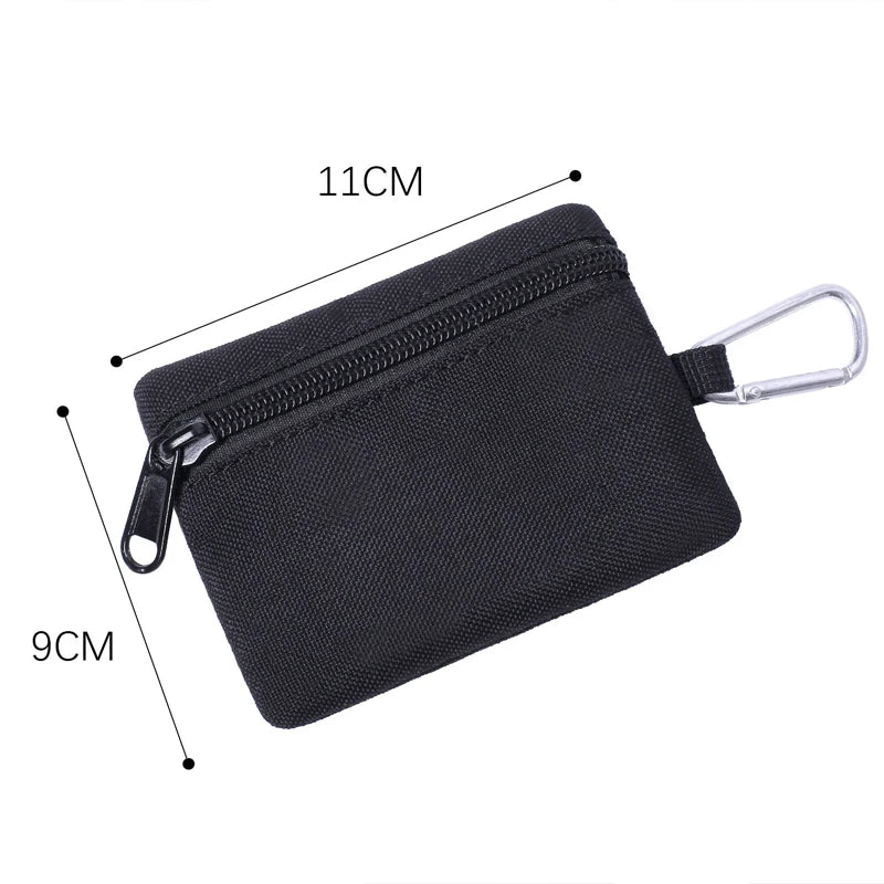 Outdoor Small Waist Pouch - Mini Portable Key Wallet and Card Case with Zipper, Tactical Purse, Coin Purse and Carabiner