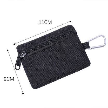 Outdoor Small Waist Pouch - Mini Portable Key Wallet and Card Case with Zipper, Tactical Purse, Coin Purse and Carabiner