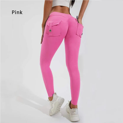 DIAS FIT JOY Women’s Nylon Yoga Pants – High-Waisted Butt-Lifting Tight Leggings with Pockets, Breathable No-T-Line Fitness Wear