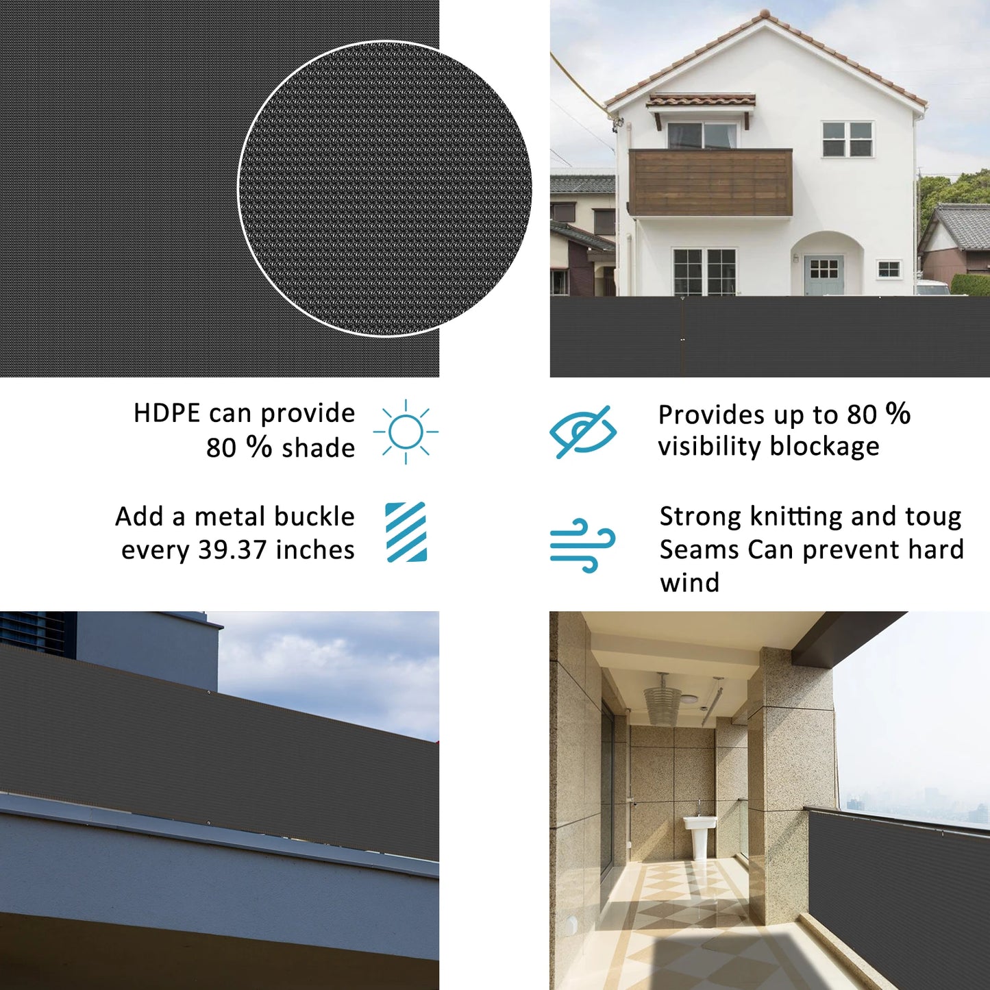 Balcony Privacy Fence Netting – 1×3m / 1×6m Sun Shade Mesh Screen Cover for Garden, Courtyard & Outdoor Fence Protection (1–2 PCS)
