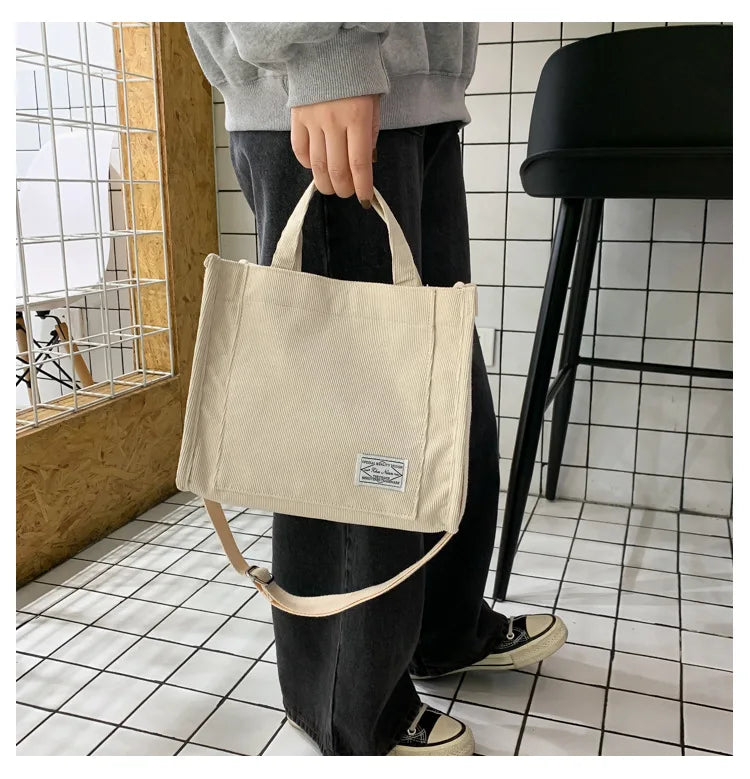 Rilibegan Shoulder Bag for Women - New Style Simple Corduroy, Large Capacity, Small Square Handbag, Trendy and Portable