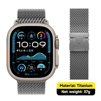 Titanium Band for Apple Watch Ultra 2 (49mm) – Milanese Loop Strap for Series 10/9/8/7/6/5 with Secure Parachute Buckle