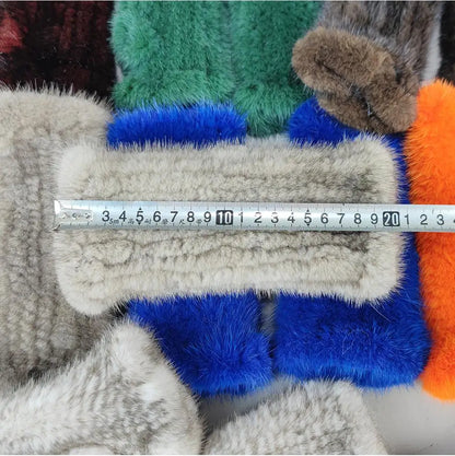 Women’s Winter Mink Fur Gloves – 100% Natural Fingerless Knitted Mittens for Warmth