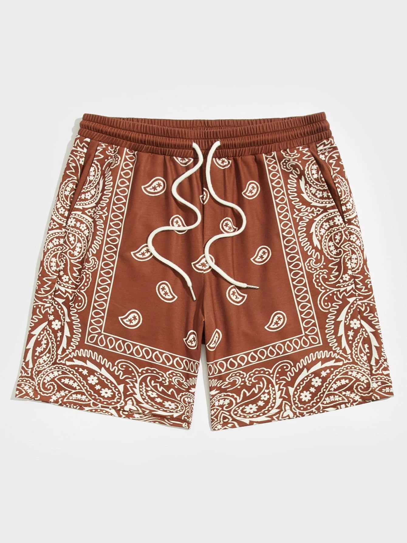 Trendy Bandana Graphic Beach Shorts - Men’s Summer 3D Printed Swim Trunks