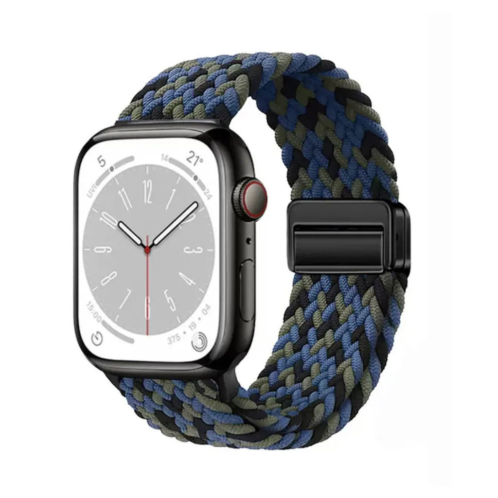 Nylon Braided Watch Band for Apple Watch – Compatible with Series SE, 3–10 & Ultra (38–49mm Adjustable Sport Strap)