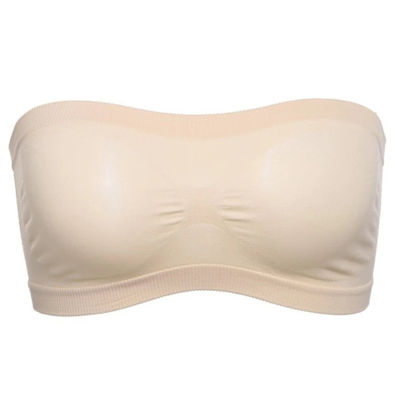 Women’s Sexy Strapless Crop Top Bra – Breathable Mesh Bandeau, Invisible No-Pad Summer Brassiere