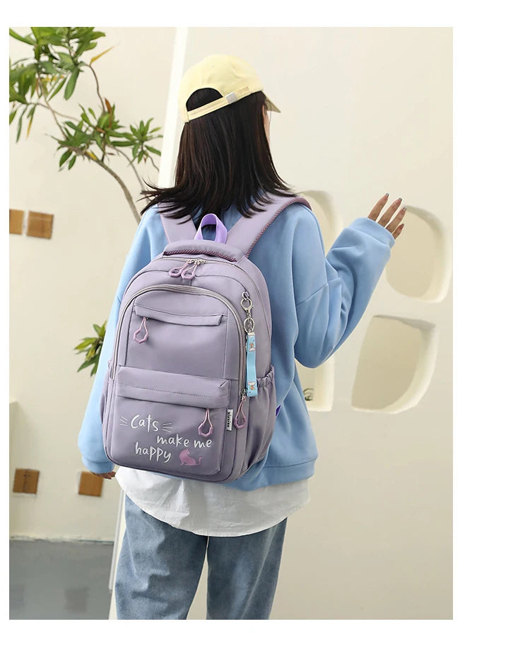 Teen Girls School Backpack | Pink Waterproof Bag for Primary & Middle School Students