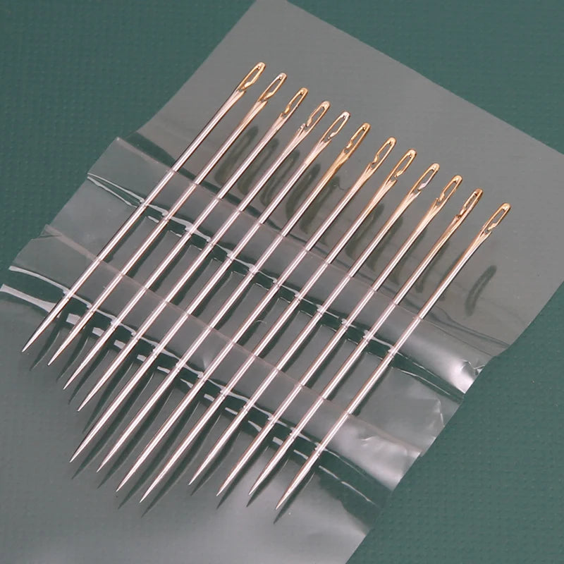 12/24/36Pcs Blind Needle Side-Hole Sewing Needles – Stainless Steel Threading Set for Elderly, DIY Hand Sewing & Household Apparel Repair Tools