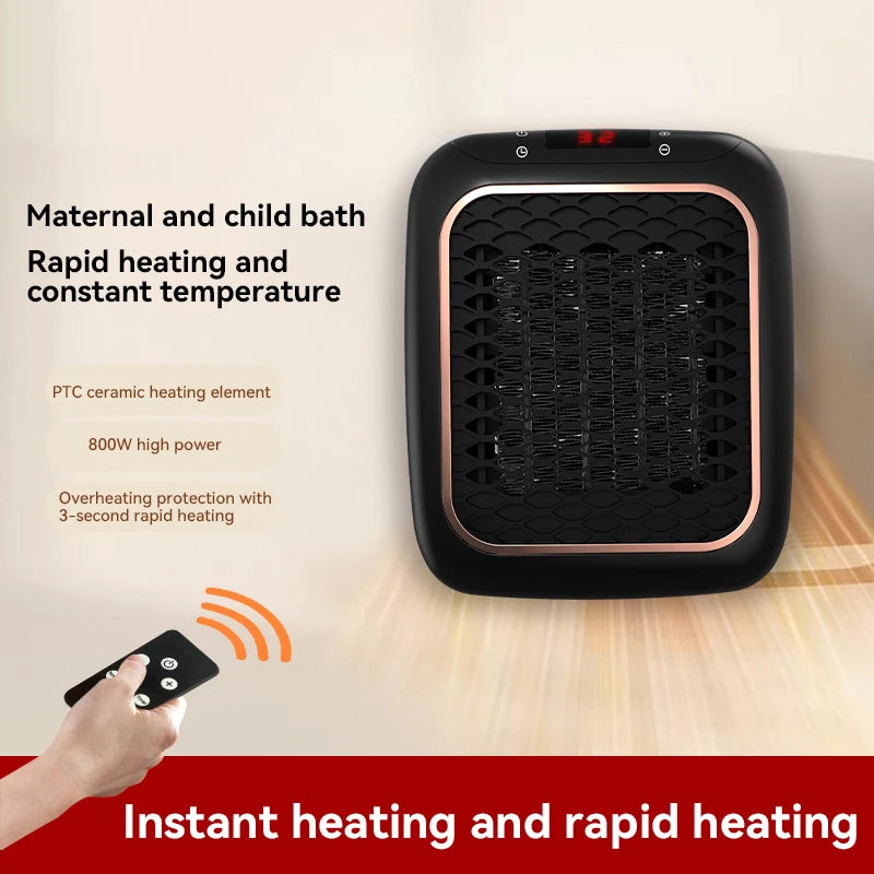 1200W Mini Wall-Mounted Ceramic Heater - PTC Fast Heating Electric Space Heater with Remote Control for Bathroom and Bedroom