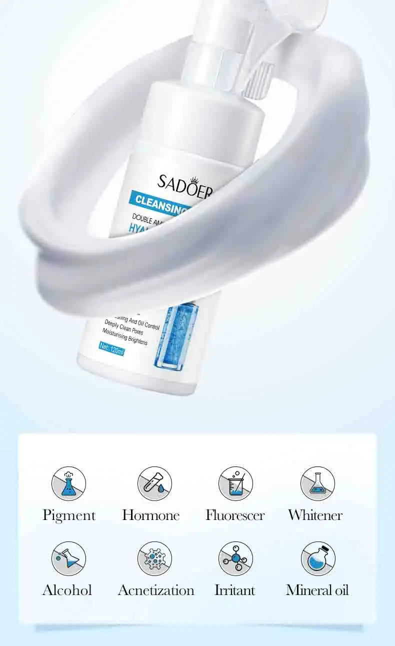 SAODER Q10 & Vitamin C Facial Cleanser — Moisturizing Brightening Face Wash Foam for Gentle Skin Cleansing