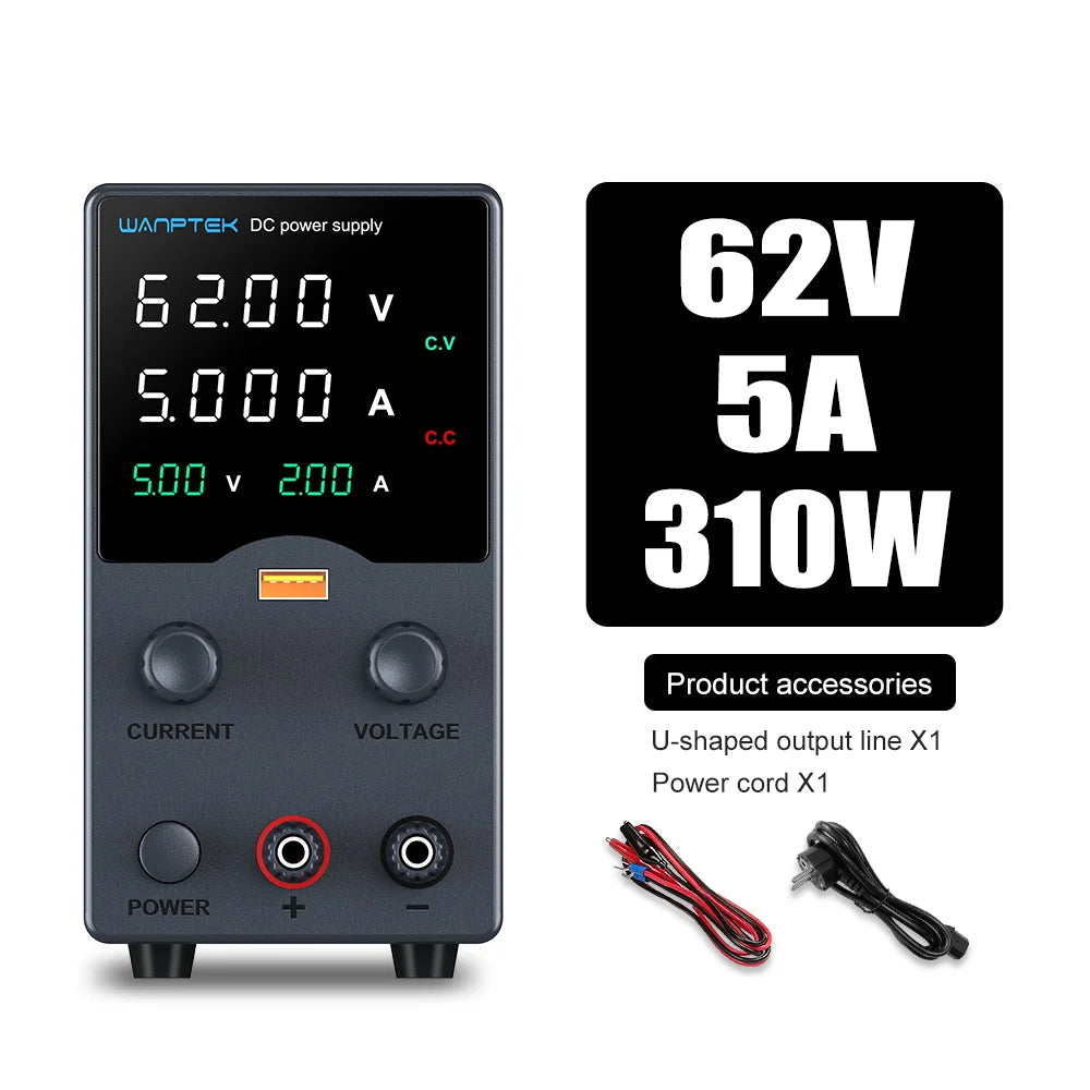Wanptek Adjustable DC Bench Power Supply 30V 10A – Variable Lab Voltage Regulator 60V/5A & 120V/3A Precision Power Supply