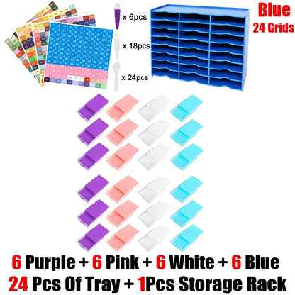 HOMFUN 5D Diamond Painting Tray Kit – 12/24/48 Slots with Storage Rack Organizer for Drill Plate Accessories