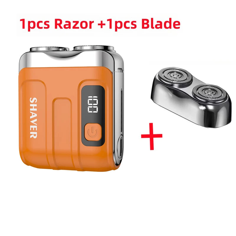 Mini Electric Smart Shaver – Household & Car Use, Dual Blade Rechargeable Beard Trimmer with Digital Display