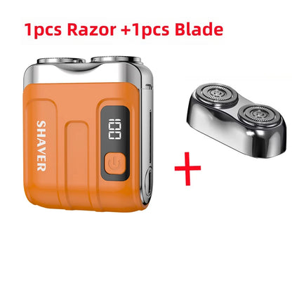 Mini Electric Smart Shaver – Household & Car Use, Dual Blade Rechargeable Beard Trimmer with Digital Display