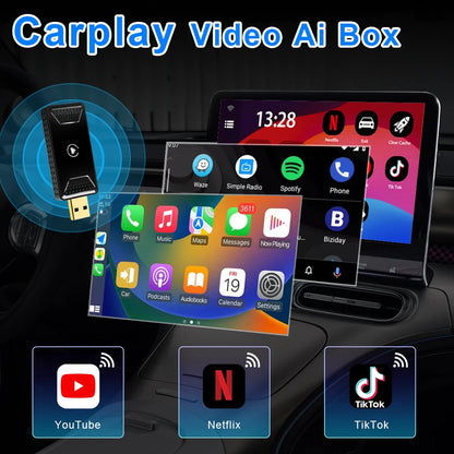 Wireless CarPlay AI Box Adapter – Android Auto, YouTube and Netflix Compatible for Toyota, Mazda, Hyundai, Ford, VW and More