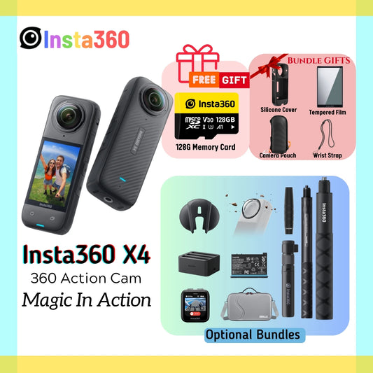 Insta360 X4 8K 360 Action Camera – 72MP, Active HDR, Waterproof, AI Powered with 2.5'' Touchscreen