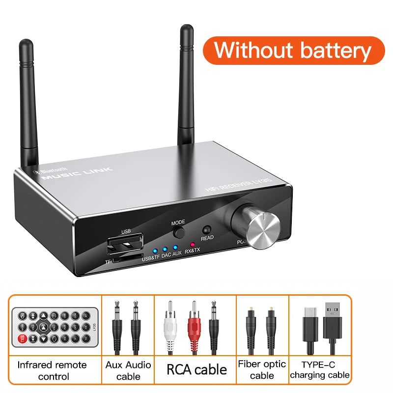 Bluetooth 5.3 Receiver Transmitter | Low Latency Stereo AUX 3.5mm, Optical, Coaxial Wireless Audio Adapter USB for TV & PC
