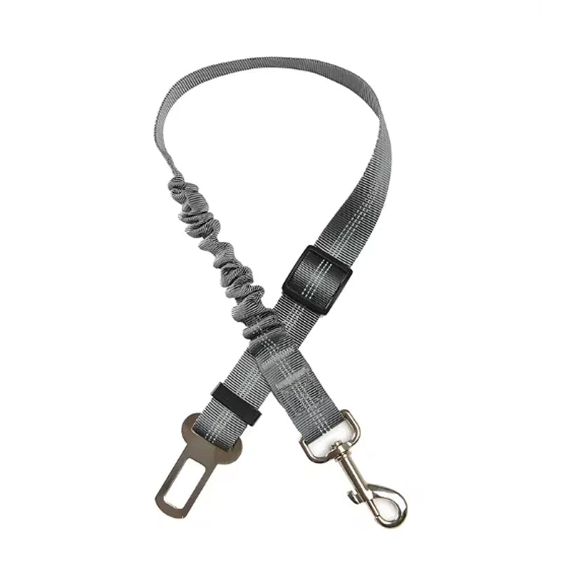 High-Grade Adjustable Dog Car Safety Belt — Shock-Absorbing Damping Strap with Reflective Trim, Universal Fit