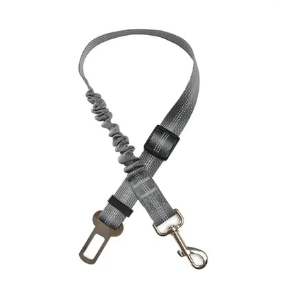 High-Grade Adjustable Dog Car Safety Belt — Shock-Absorbing Damping Strap with Reflective Trim, Universal Fit