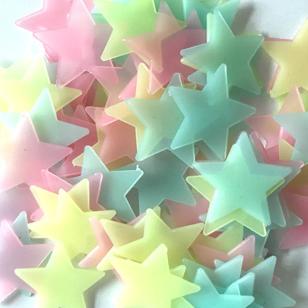 100pcs Glow in the Dark Stars Stickers - Fluorescent Ceiling & Wall Decor for Kids Rooms