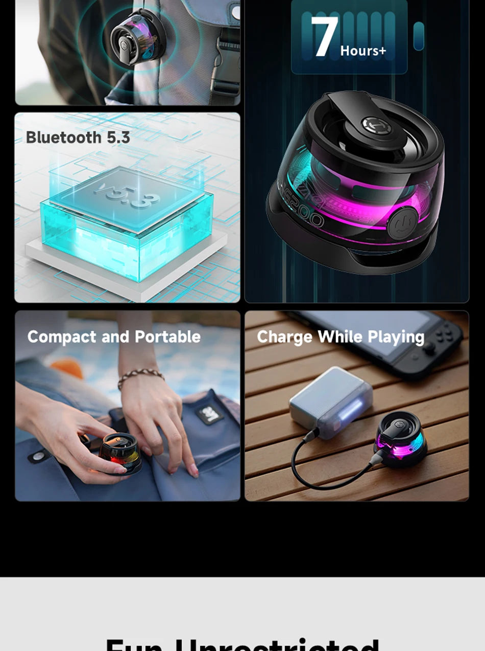 Edifier HECATE G200 Portable Bluetooth Speaker – RGB Lighting, BT5.3 Mini Sound Box with 7-Hour Playback & Phone Holder
