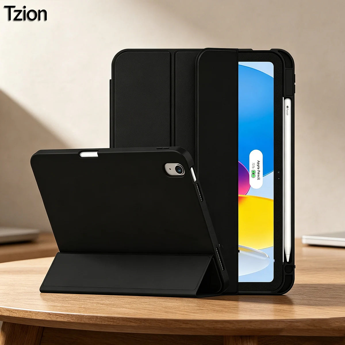 iPad A16 11th Gen Case - Slim Tri-Fold Stand Cover with Auto Sleep/Wake and Pencil Holder