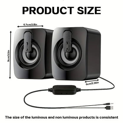 PC Computer Speakers with USB – HIFI Stereo Sound Box & Microphone with LED Light for Desktop