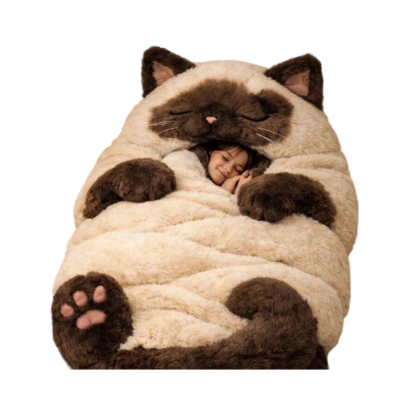 190x80cm Plush Animal Sleeping Bag for Adults – Soft Envelope Slumber Sack with Cat, Frog, Shark & Rabbit Designs for Home & Travel