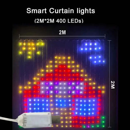 400-LED Smart Curtain Lights RGB Bluetooth App Fairy String Lights for Bedroom & Window Decoration