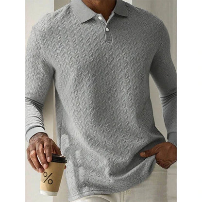 Men’s Long Sleeve Polo Shirt - High Quality Business Casual T-Shirt for Office and Fashion Style