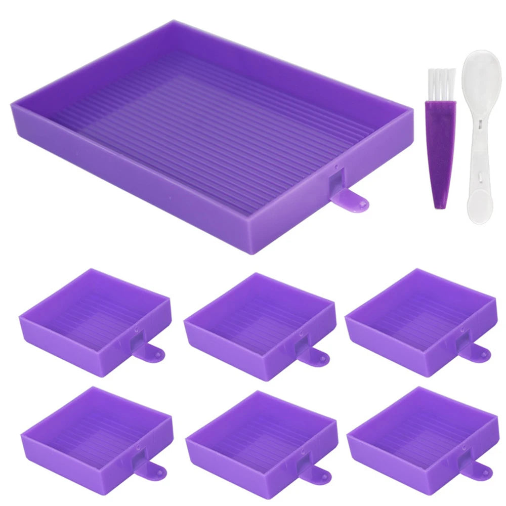 6-Grid Diamond Painting Accessory Tray Kit – Large Capacity Plate for Nail Art, Beading, and Cross Stitch