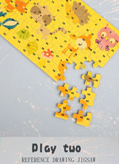 60PCS Cartoon Jigsaw Puzzle with Metal Box – Kids Educational Animal & Vehicle Puzzle Game