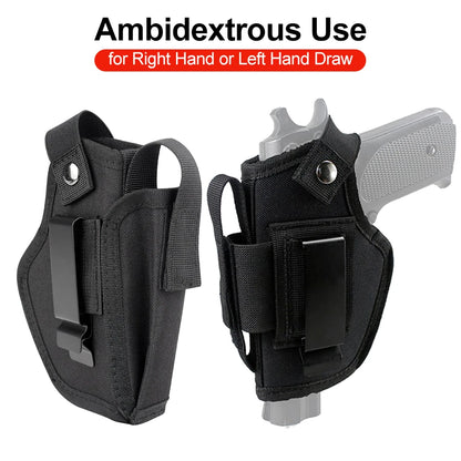 Outdoor Tactical Concealed Carry Gun Holster Belt with Bullet Clip – IWB/OWB Airsoft & Handgun Pistol Storage Bag for Hunting