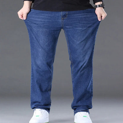 Big Size Men’s Jeans – High Stretch Wide-Leg Denim Pants for 45–150kg, Comfortable Fit Jeans Hombre