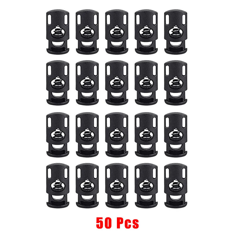 50pcs Plastic Cord Lock Toggle – DIY Spring Stopper for Lanyards, Drawstrings, Shoelaces & Clothing