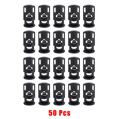 50pcs Plastic Cord Lock Toggle – DIY Spring Stopper for Lanyards, Drawstrings, Shoelaces & Clothing