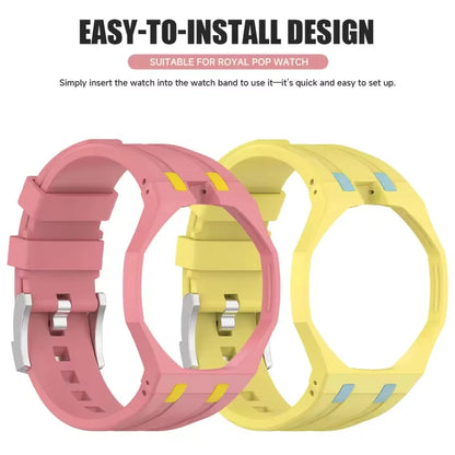 2-in-1 Swatch x AP Royal Pop Watch Conversion Kit - PC Case and Silicone Strap for Pocket-to-Wristwatch Modification