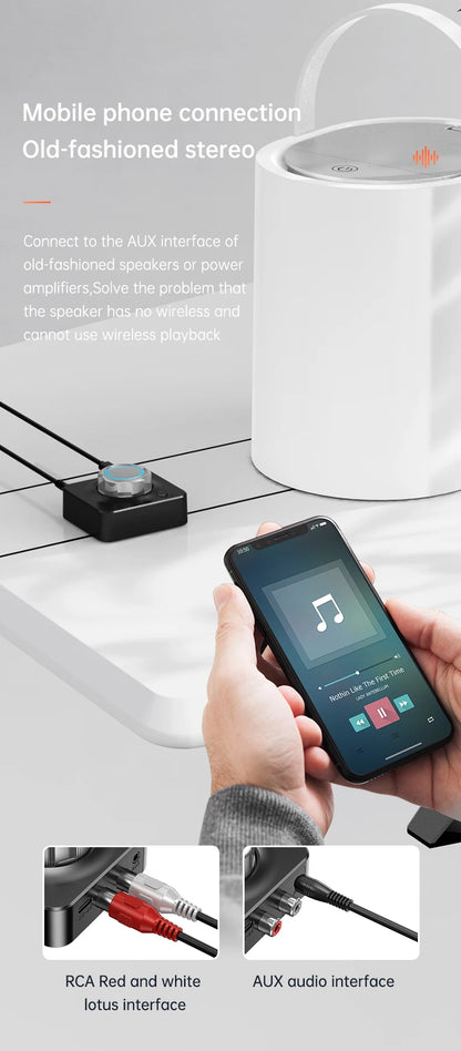 Bluetooth 5.0 Audio Receiver Wireless Adapter | 3D Stereo Music, TF Card, RCA & 3.5mm AUX for Car, Speaker, Amplifier, Headphones