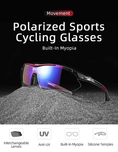 ROCKBROS Cycling Sunglasses — Polarized Photochromic MTB Sports Goggles with 5/3 Lenses