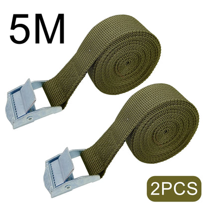 Set of 2 - 5M Car Tension Rope Tie Down Straps: Strong Ratchet Belts for Securing Luggage, Cargo, and Gear - Ideal for Trucks, Motorcycles, Bikes, and Boats