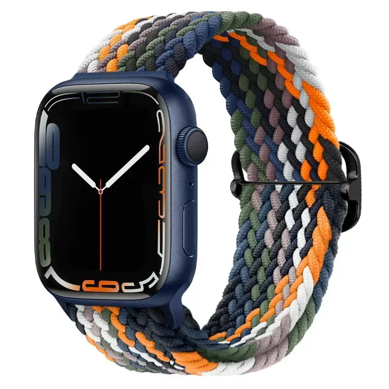 Braided Nylon Apple Watch Band – Adjustable Sport Strap Compatible with Ultra 2, Series 10/9/8/7/6/SE (40–49mm) Wrist Bracelet