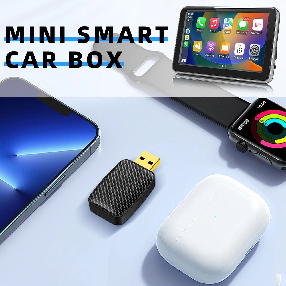 2 in 1 Wireless CarPlay and Android Auto Smart Dongle – Compatible with Volvo, Benz, Cadillac, Jeep, Lexus, Audi, Mazda, VW, Kia