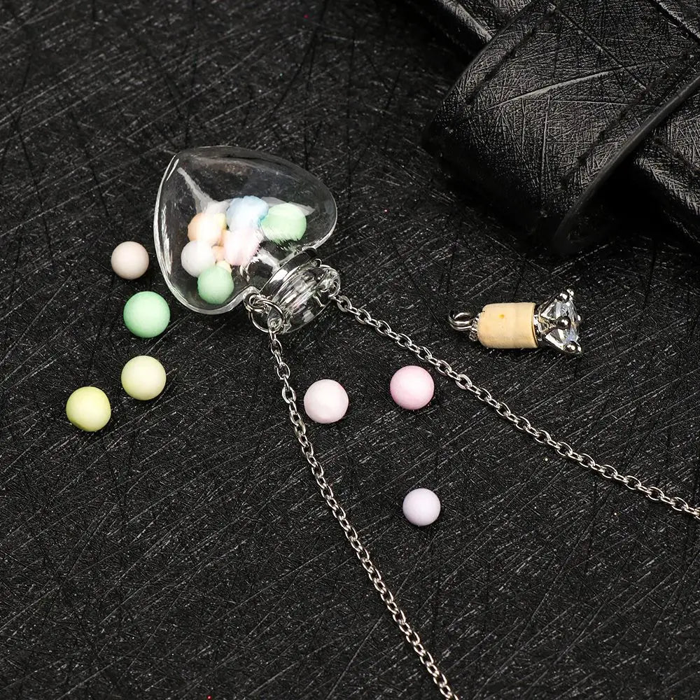 Openable Water Drop Heart Steel Chain Necklace – Essential Oil Pendant Glaze Vial Memorial Jewelry