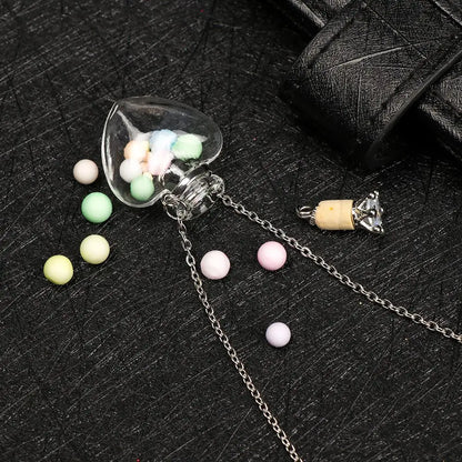 Openable Water Drop Heart Steel Chain Necklace – Essential Oil Pendant Glaze Vial Memorial Jewelry