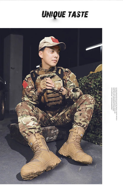 Special Forces Desert Combat Boots - Men's Tall Wear-Resistant Tactical, Waterproof Training & Outdoor Mountaineering Sports Boots