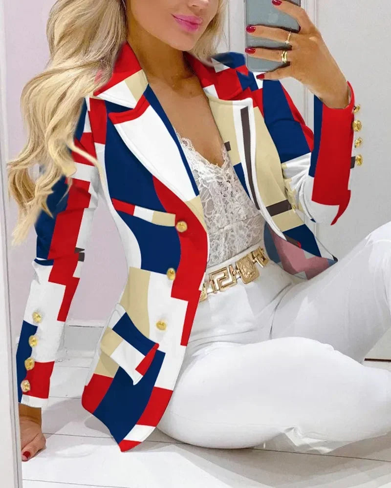 CM.YAYA Women’s Paisley Butterfly Blazer & Pants Set – Elegant 2-Piece Autumn Winter Street Style Outfit