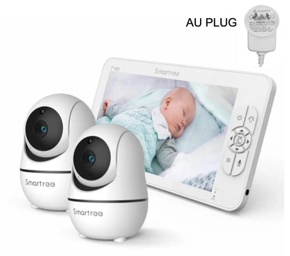 SM70V2 7" 1080P HD Split Screen Baby Monitor – Dual Camera System, Remote Pan/Tilt/Zoom, Hack-Proof Security & 4000mAh Battery Monitor
