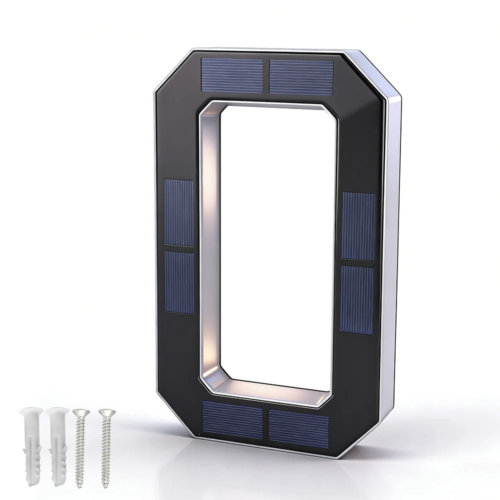 12CM Solar House Number Light - LED Outdoor Address Sign with Light Sensor for Home & Doorway