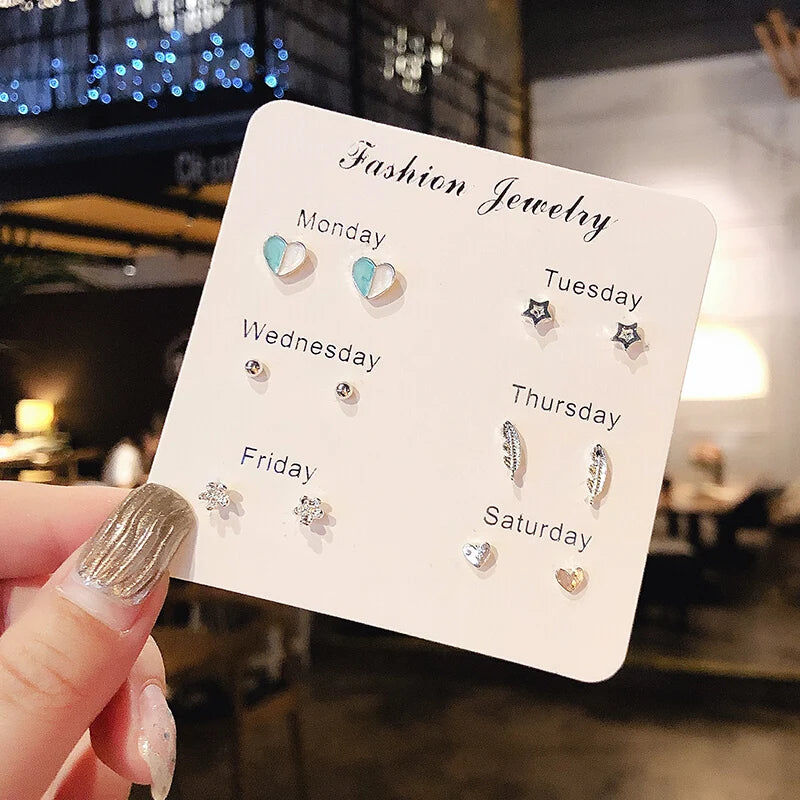 New S925 Silver Needle Stud Earrings Set – Simple & Cute Mini Earrings for Women & Girls, Exquisite Jewelry Gift