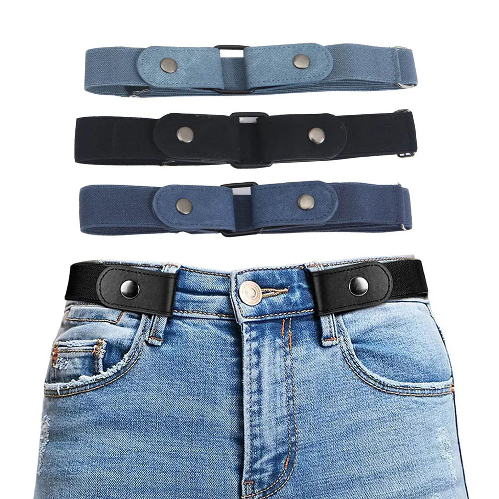 Buckle-Free Adjustable Elastic Stretch Belt - No Buckle Invisible Belt for Men & Women, Casual Jeans, Pants, Dresses - No Hassle Waist Belt